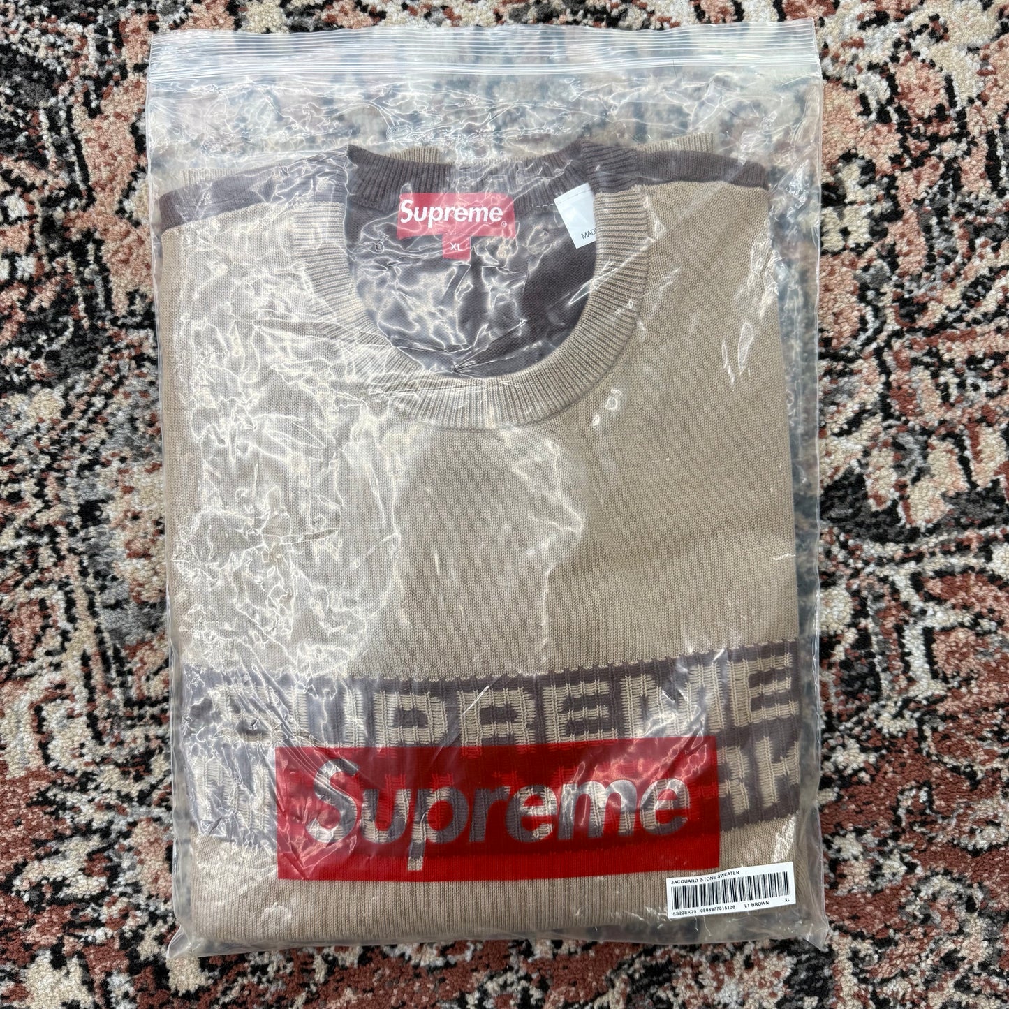 Supreme 2-Tone Sweater Dark Brown SZ XL (NEW)