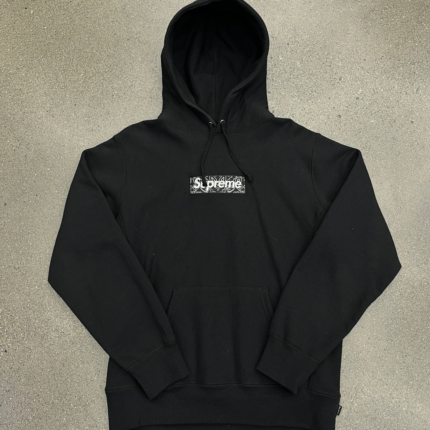 Supreme Box Logo Bandana Hoodie Black SZ M