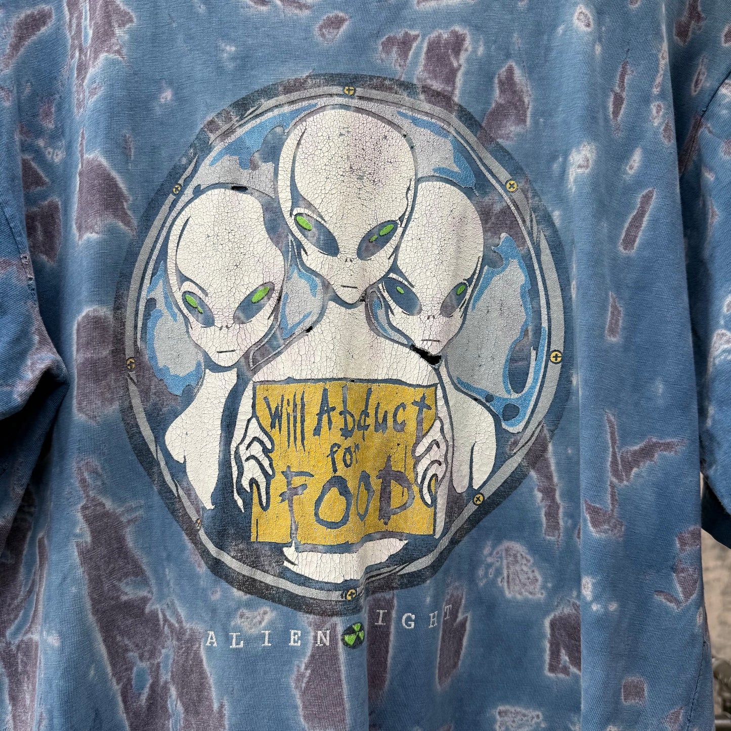 90s Alien Abduct for Food Tee Tie Dye SZ L/XL