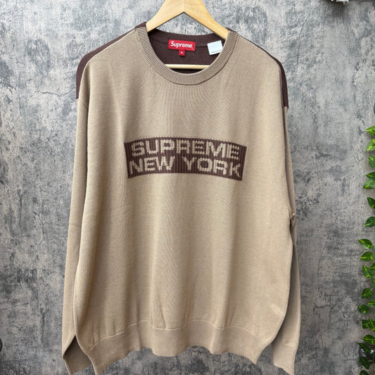 Supreme 2-Tone Sweater Dark Brown SZ XL (NEW)