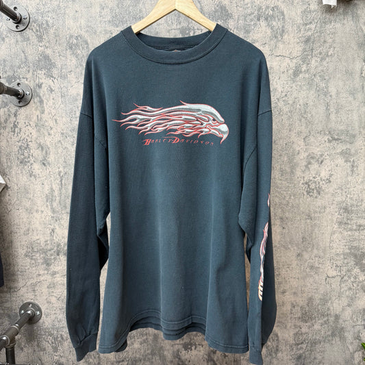 Harley L/S Chrome Eagle W/ Chrome Flame Sleeves SZ XL