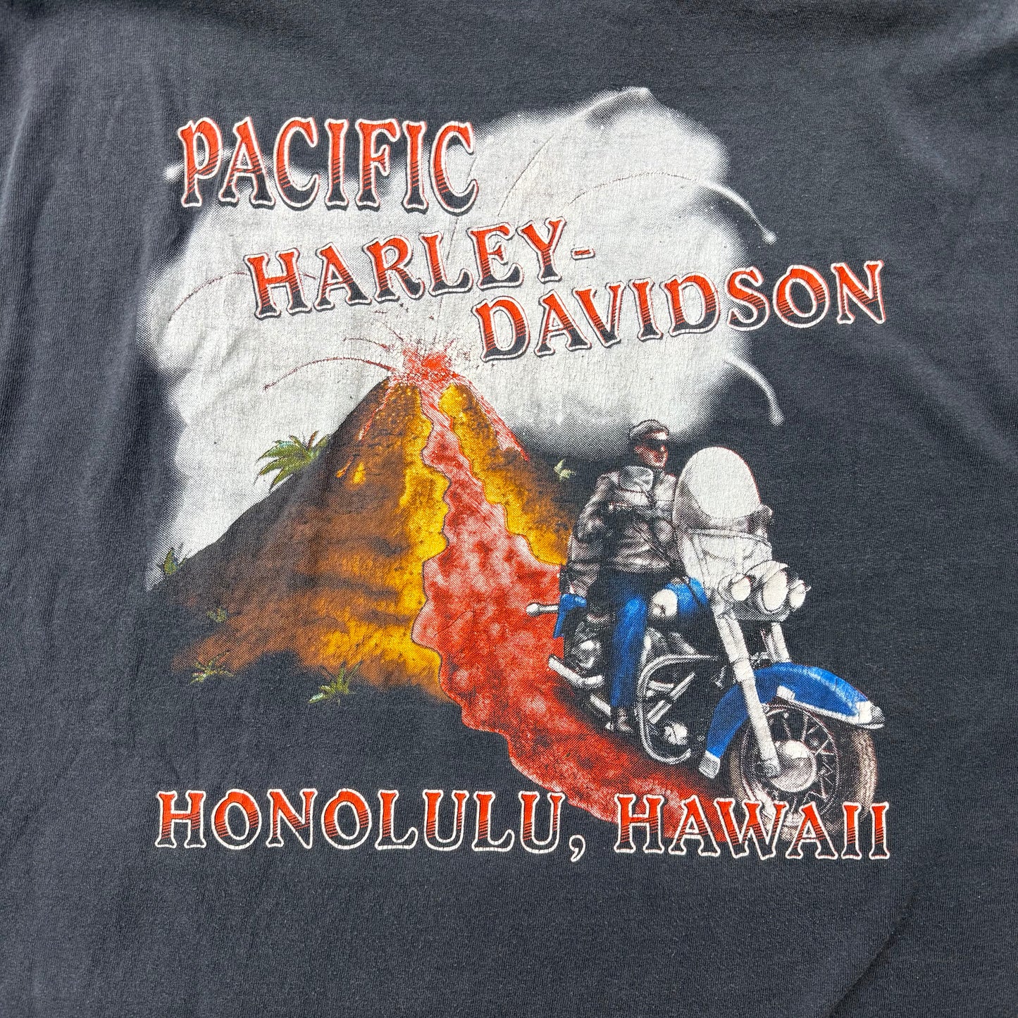 1989 3D Emblem Harley Honolulu Volcano Tee SZ XL