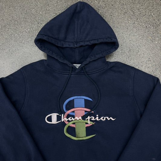 Supreme Champion Multi Logo Hoodie Navy SZ M