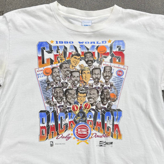 1990 World Champs Detroit Pistons B2B Tee SZ XL