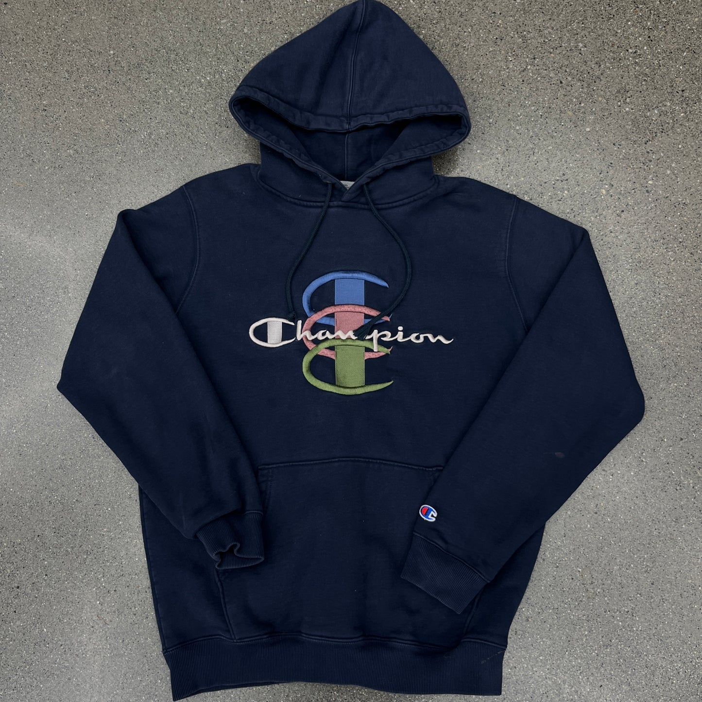 Supreme Champion Multi Logo Hoodie Navy SZ M