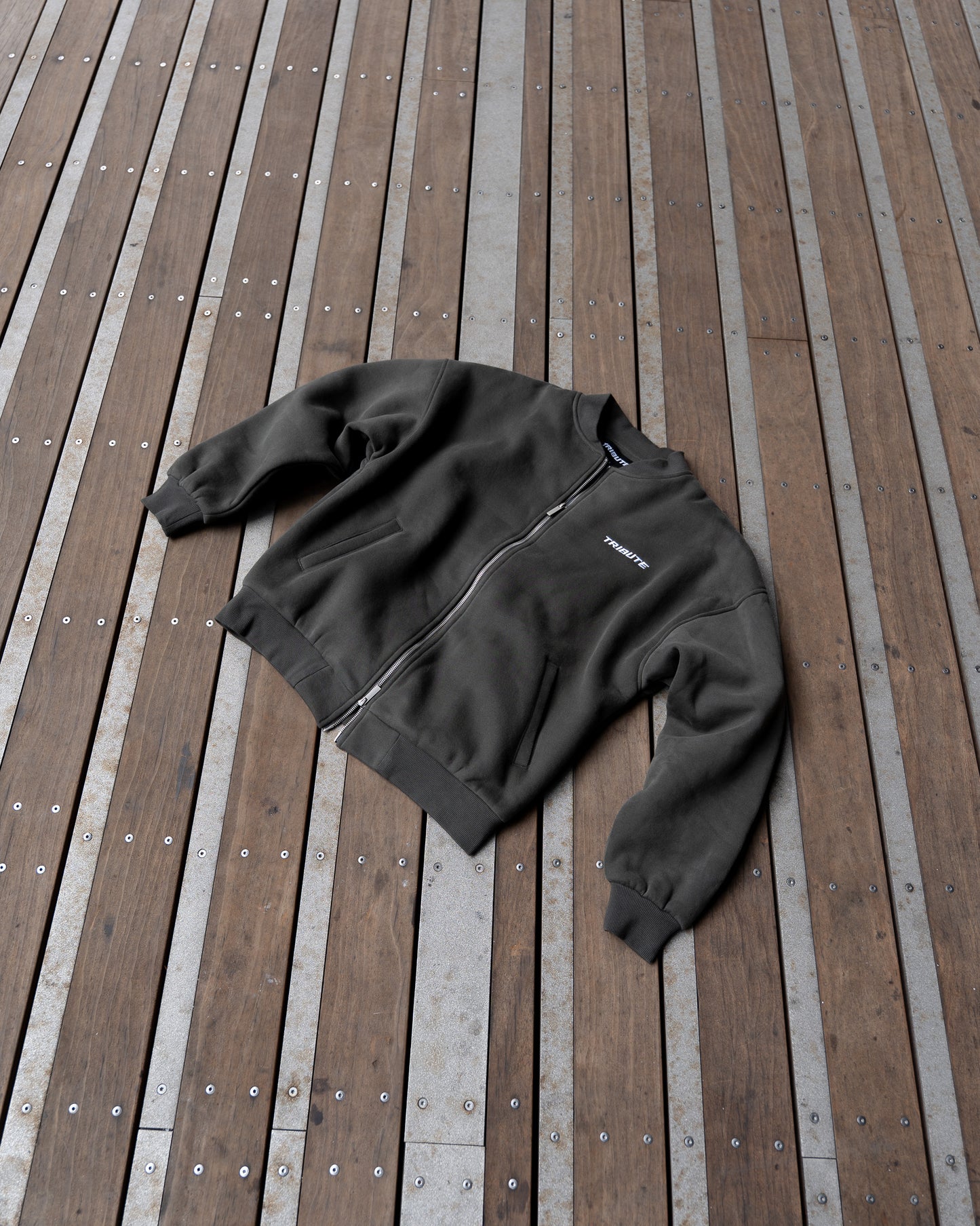 Fleece Bomber Jacket Black Olive