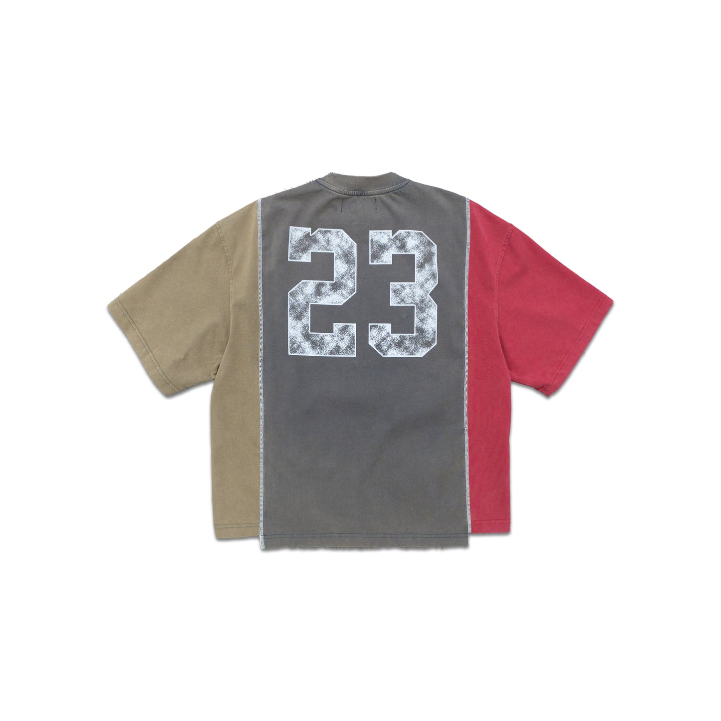 Tri-Color Panel Tee Red/Charcoal/Sage