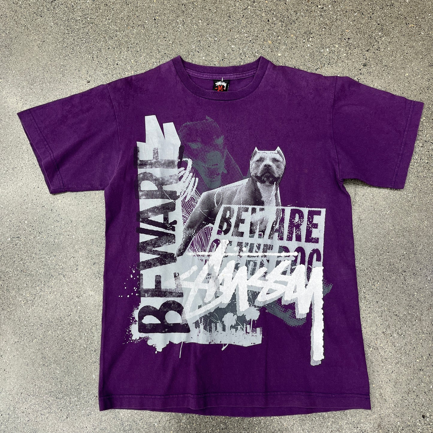 Stussy Beware of Dog Purple Tee SZ M