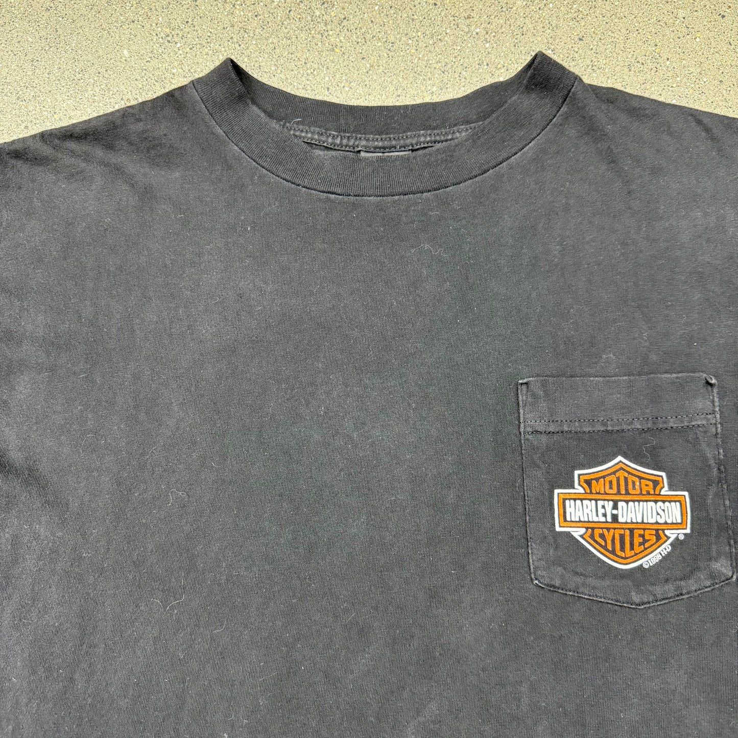 1998 Pocket Tee Harley Flame Back Hit Hammond Tee SZ XL