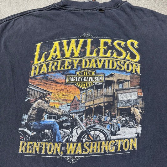 90s Harley Cut Off Lawless Renton Washington Tee SZ XL