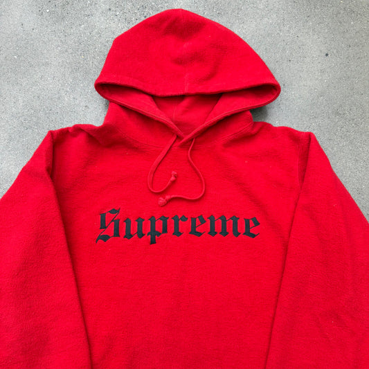 Supreme Reverse Fleece Hoodie Red SZ L