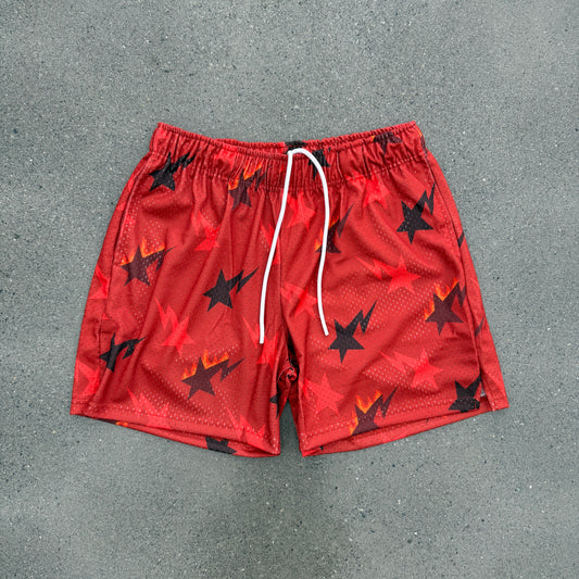SMS Bapesta Mesh Shorts Red (Multiple Sizes)
