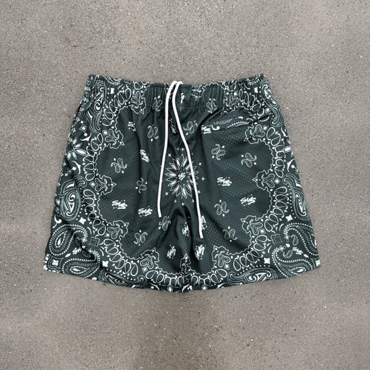 SMS Paisley Mesh Shorts Charcoal (Multiple Sizes)
