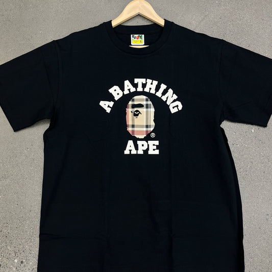 Bape College Plaid Black Tee (Multiple Sizes)