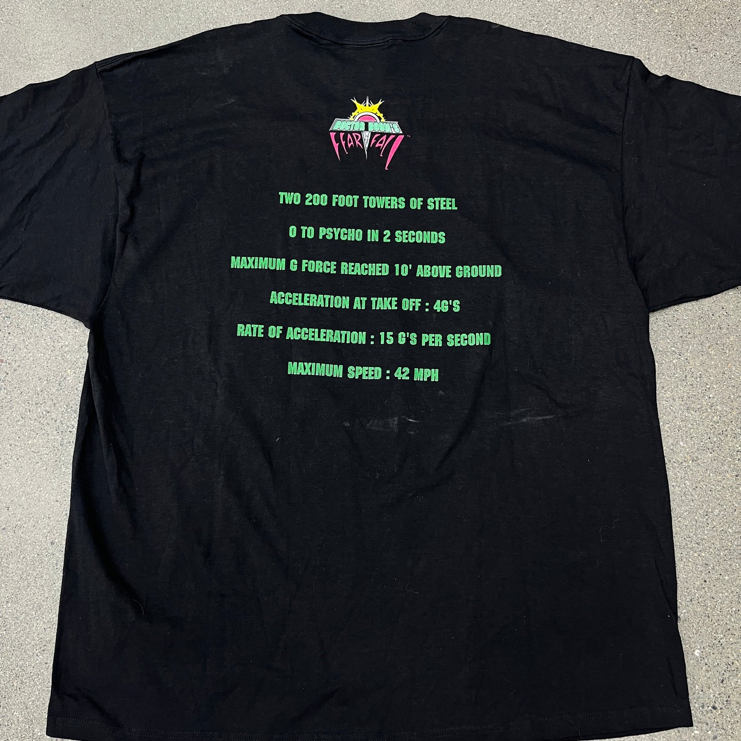1999 DR Fear Fall Universal Studios Ride Tee SZ XXL