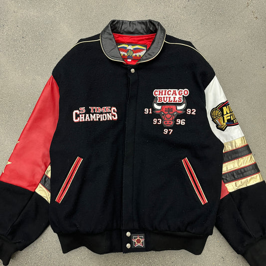 1997 NBA Finals Jeff Hamilton Leather Bulls Jacket SZ Large