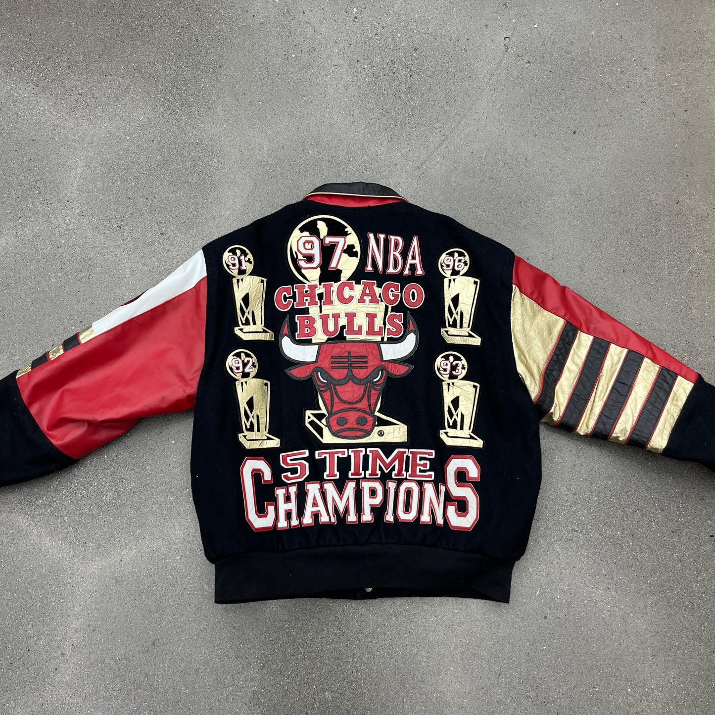 1997 NBA Finals Jeff Hamilton Leather Bulls Jacket SZ Large