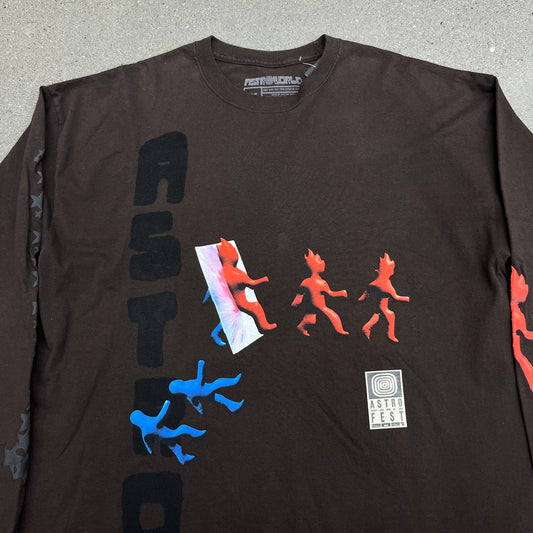 Astroworld Fest Tour L/S Brown Puff Print SZ XL (NEW)
