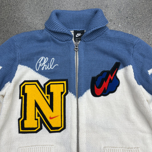 Nike Sportswear Phil Knight Letterman Knit Sweater SZ L
