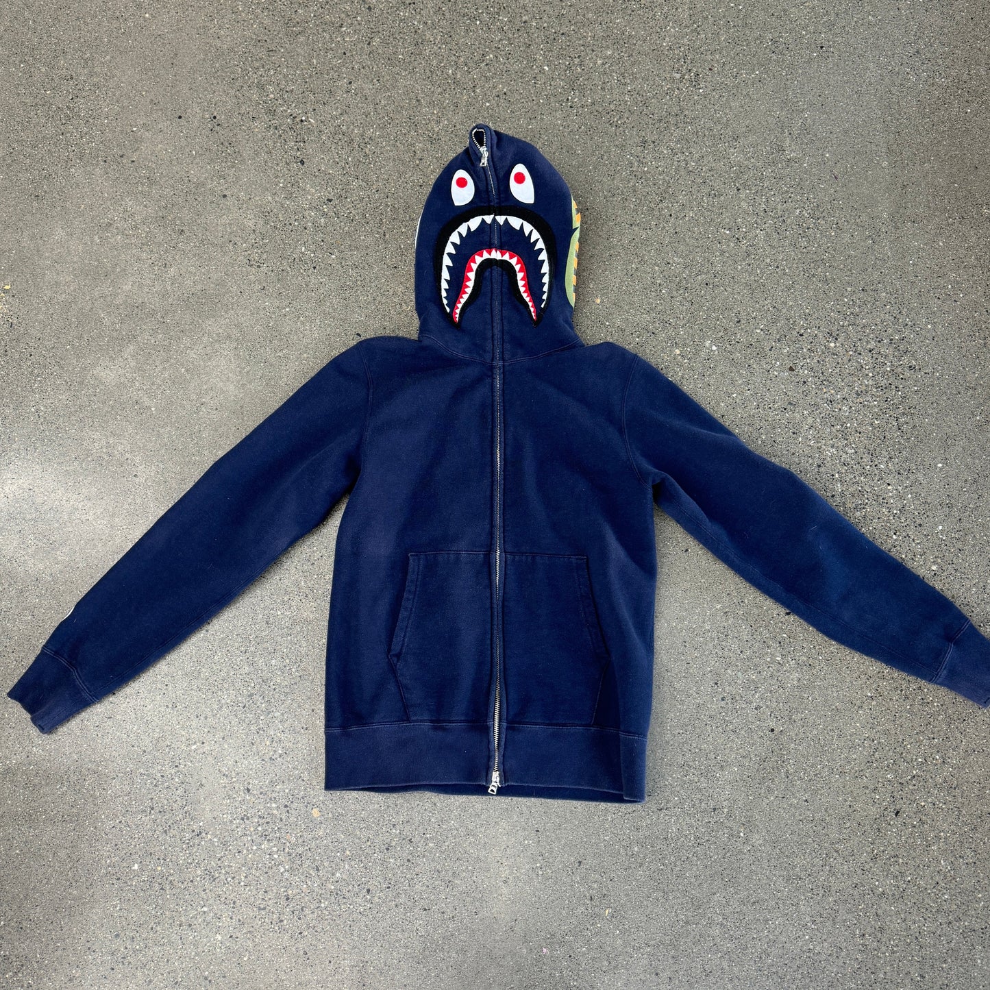(PRE-OWNED) Bape Shark Face Hoodie Navy SZ M