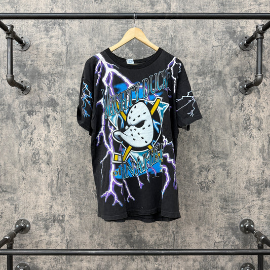 1993 Mighty Ducks Lightning AOP Disney Tee SZ Large