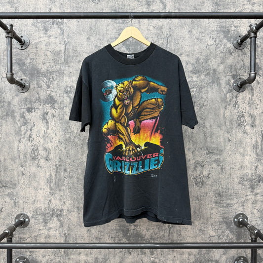 90s Vancouver Grizzlies Mascot Comic Hero Tee SZ XL