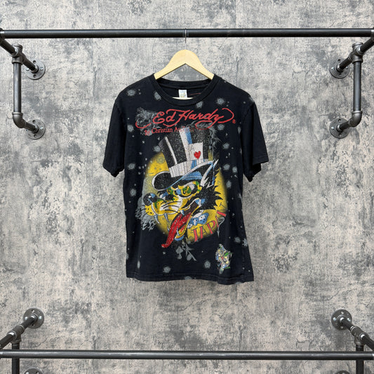 Vintage Ed Hardy x Christian Audigier Wolf Rhinestone Tee SZ XL