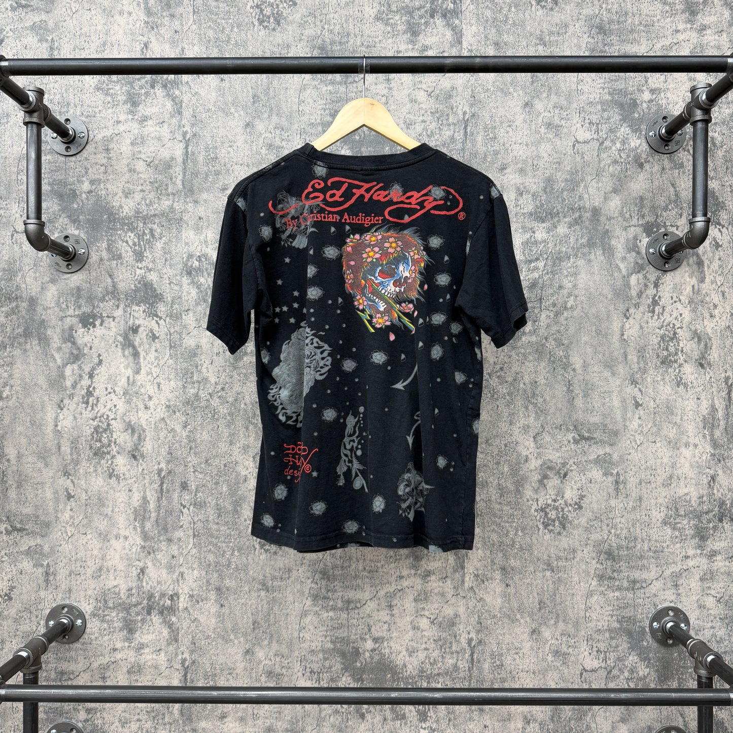 Vintage Ed Hardy x Christian Audigier Wolf Rhinestone Tee SZ XL