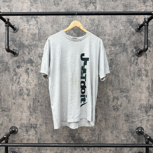 Early 90s Big Swoosh Back Hit Nike Just do it Grey Tee SZ L