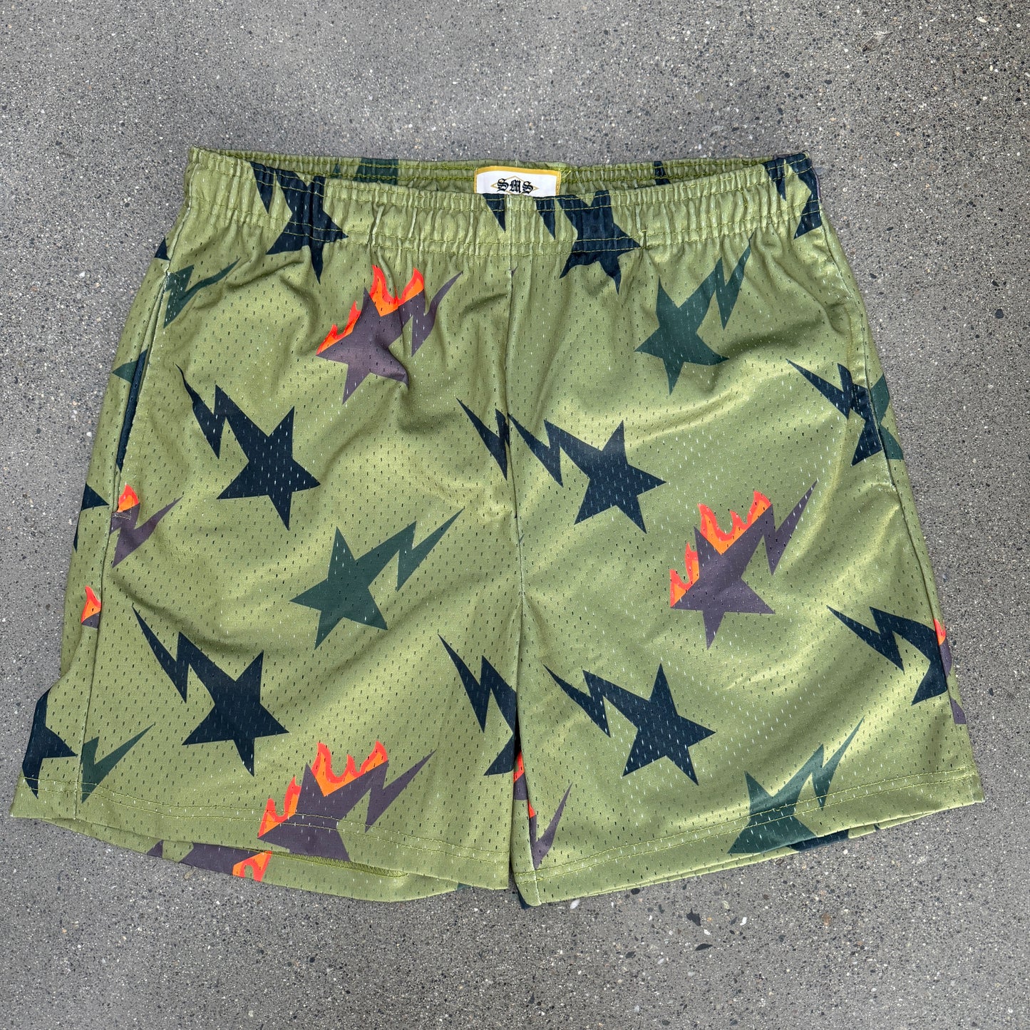 SMS Light Green Star Shorts SZ S