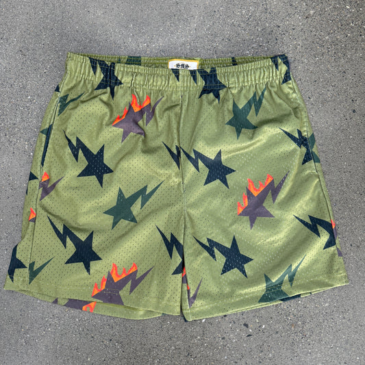 SMS Light Green Star Shorts SZ S