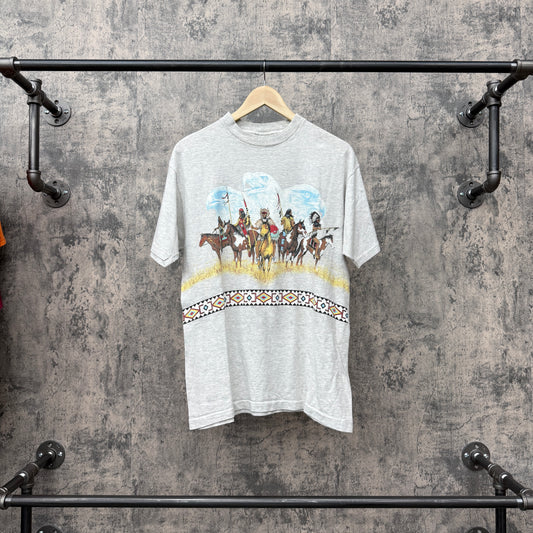 1991 Indian/Eagles Tribal Wraparound Tee SZ L