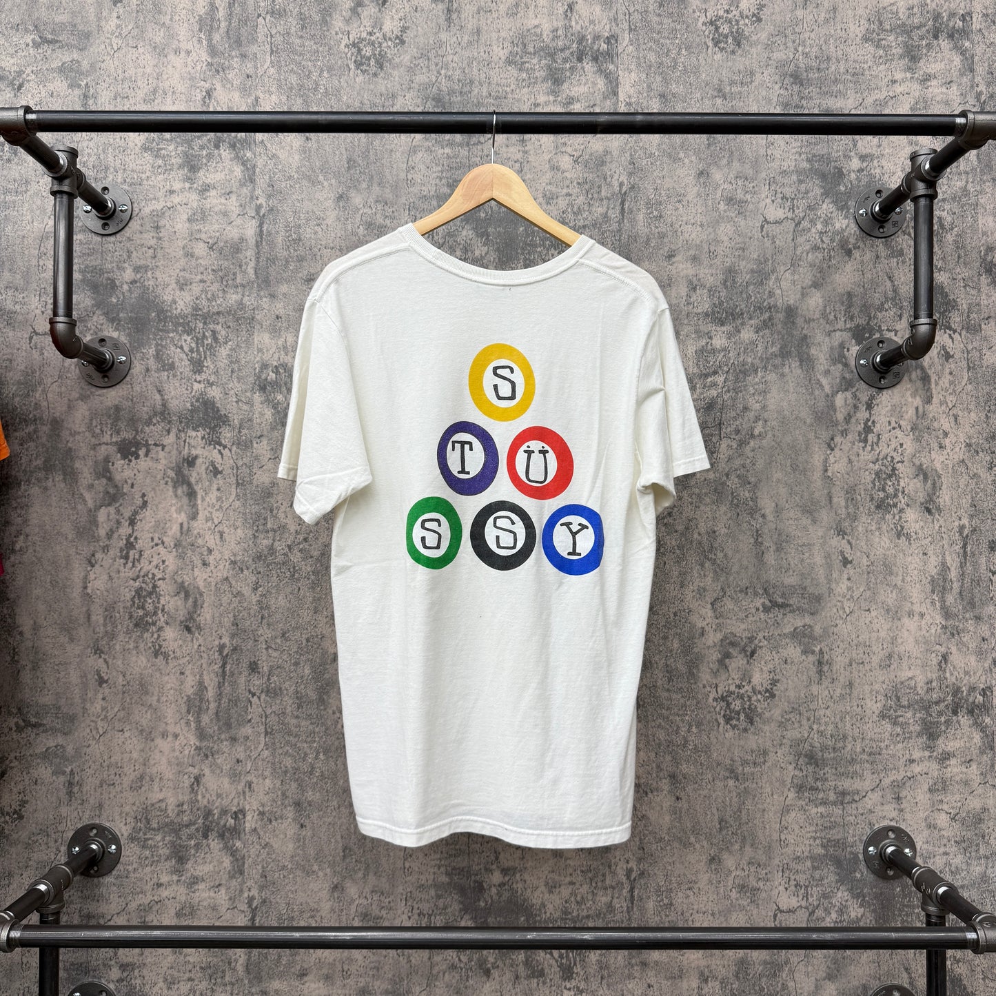 Stussy Billards Tee Cream/White SZ M