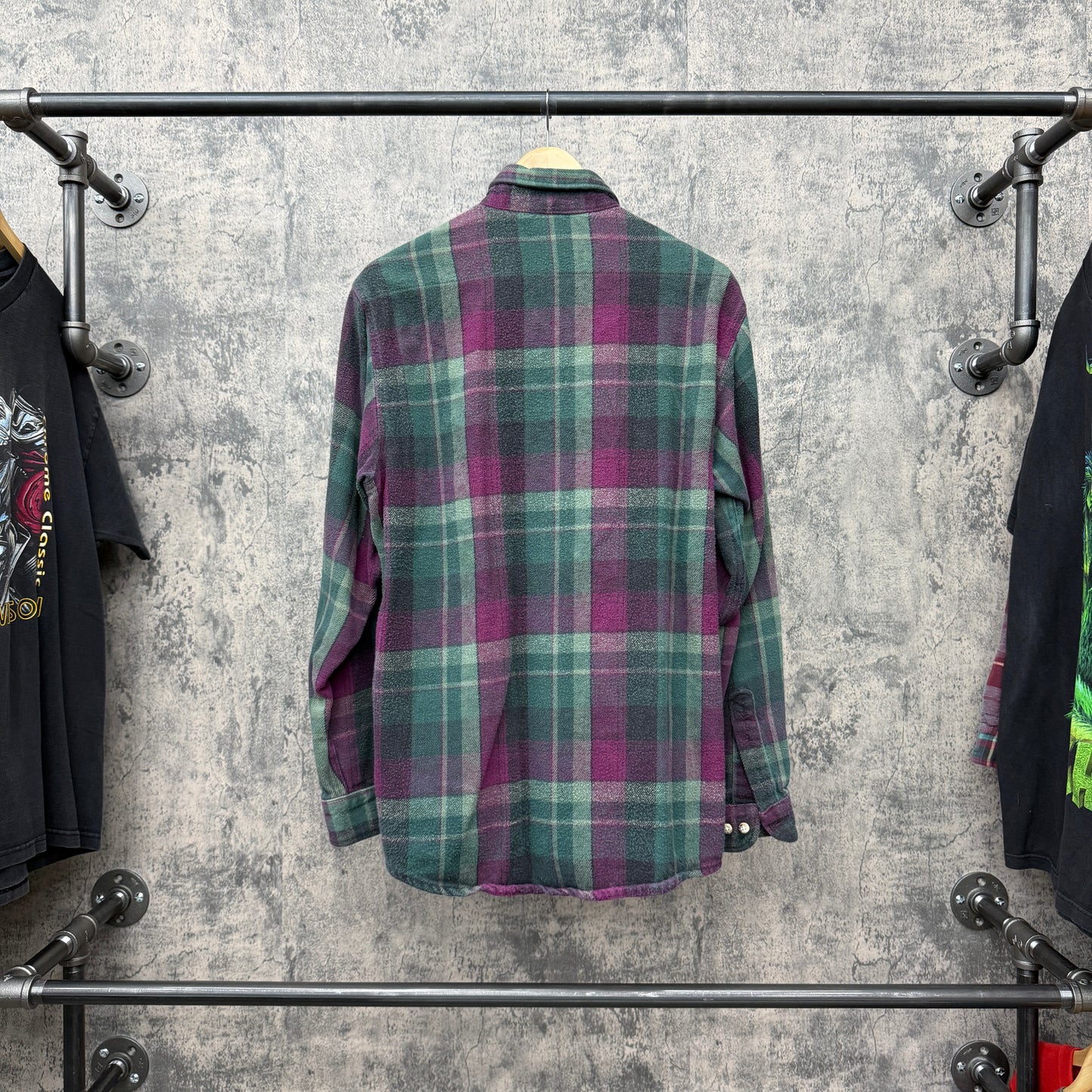 Vintage Field & Stream Flannel Maroon/Green SZ L - T