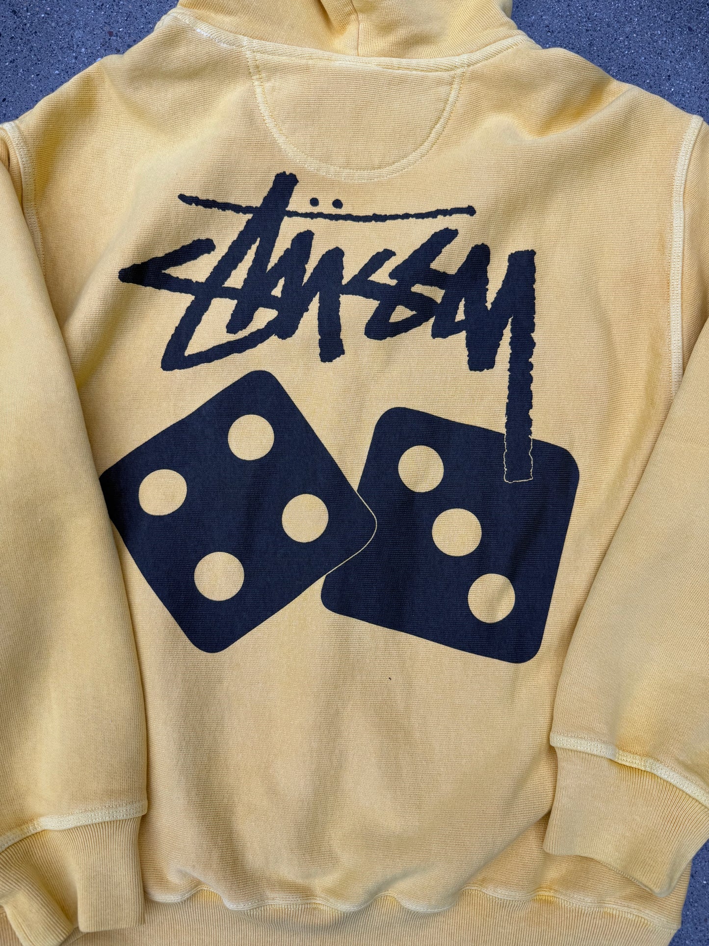 Stussy Dice Hoodie Pigment Dyed Yellow SZ M (NEW)
