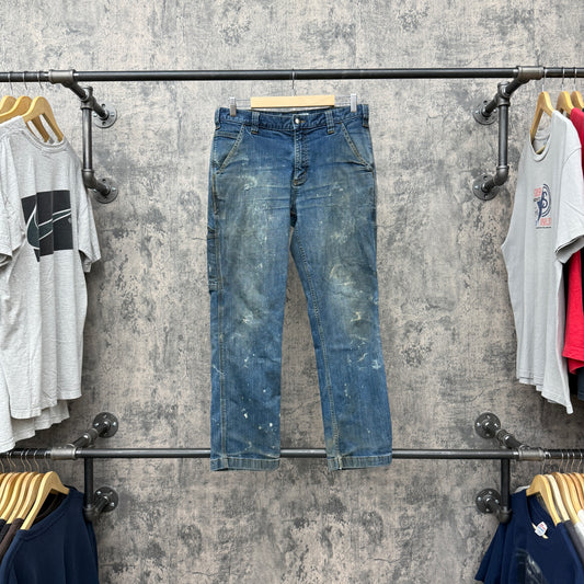 32 X 30 Carhartt Relaxed Fit Denim bleach splattered