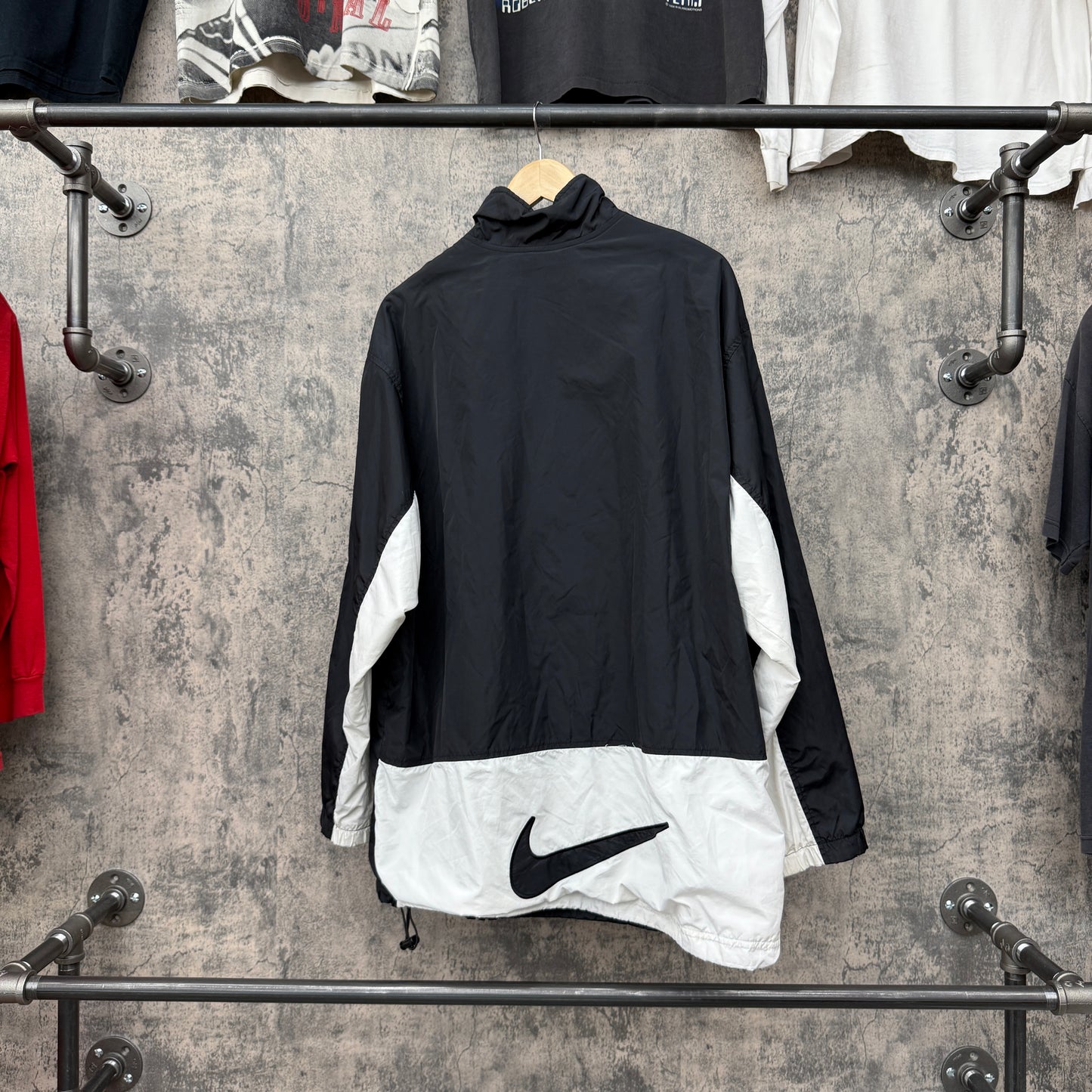 90s Nike Windbreaker Black/White Swoosh on the Neck SZ XL