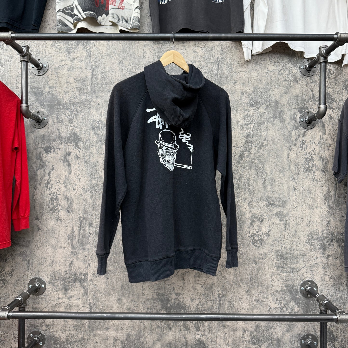 Stussy Full Zip Hoodie Skull Smoking SZ L/XL