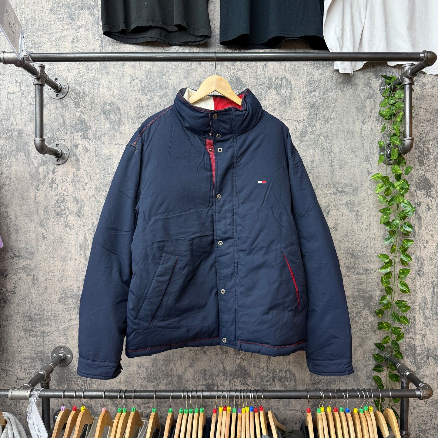 Tommy Hilfiger Navy Jacket Red Piping SZ XL