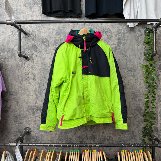 Columbia Neon Green / Pink 90s Puffer Jacket SZ L