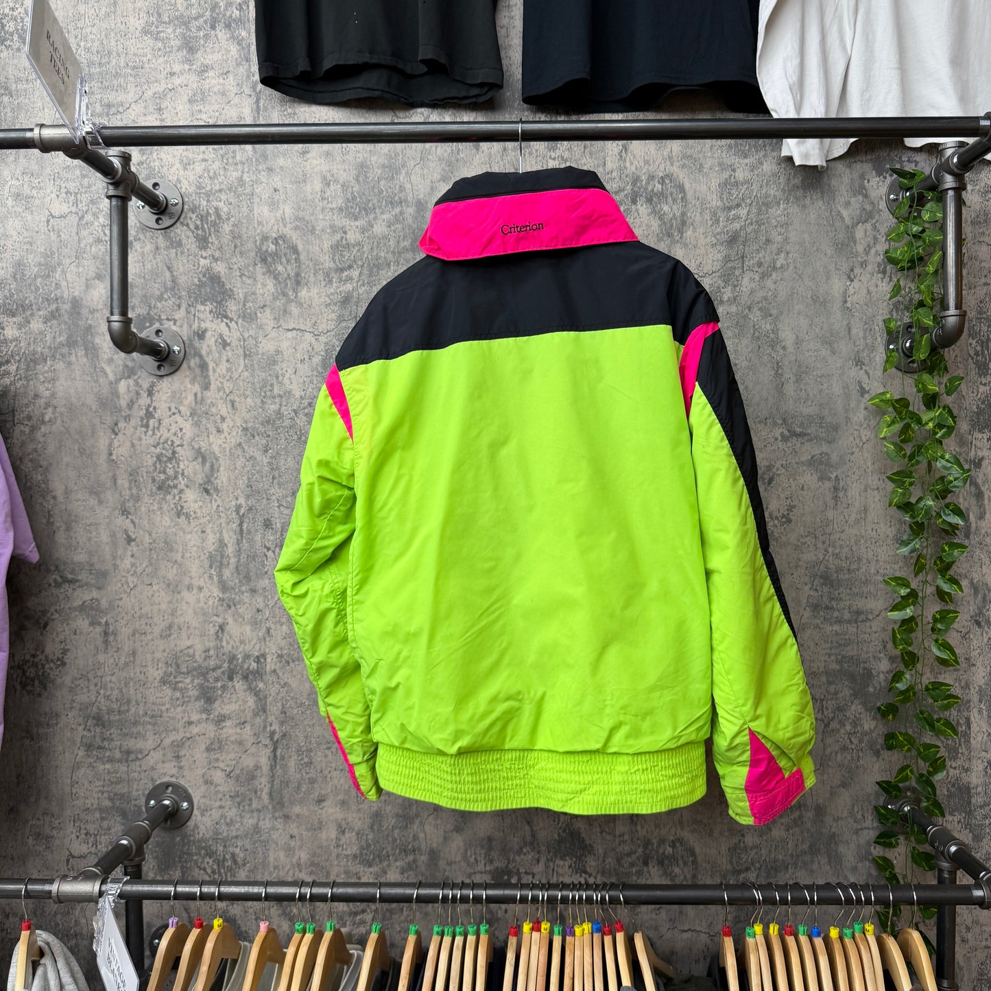 Columbia Neon Green / Pink 90s Puffer Jacket SZ L