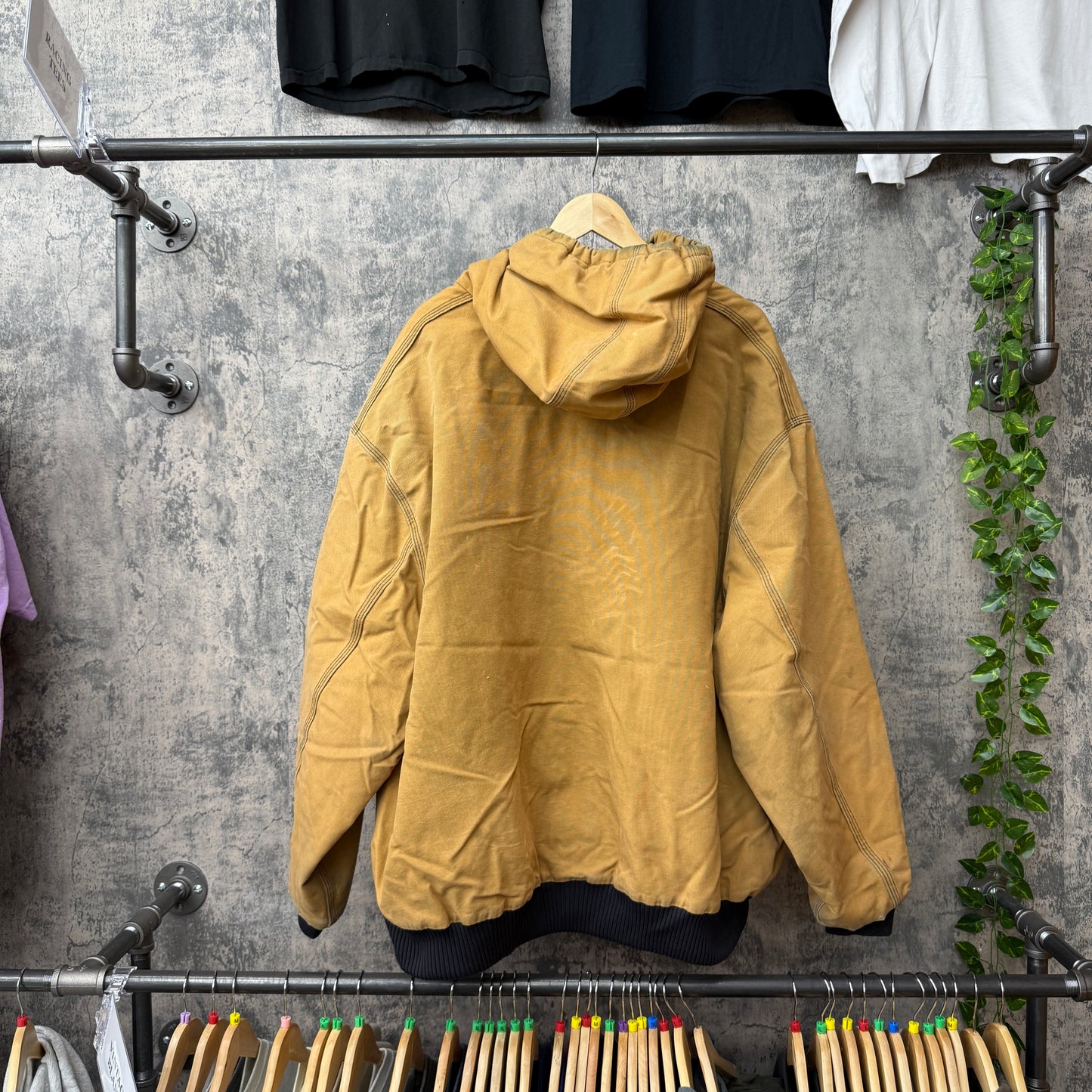 Carhartt Dark Tan Hooded Jacket W/ Black Lining SZ 4XL