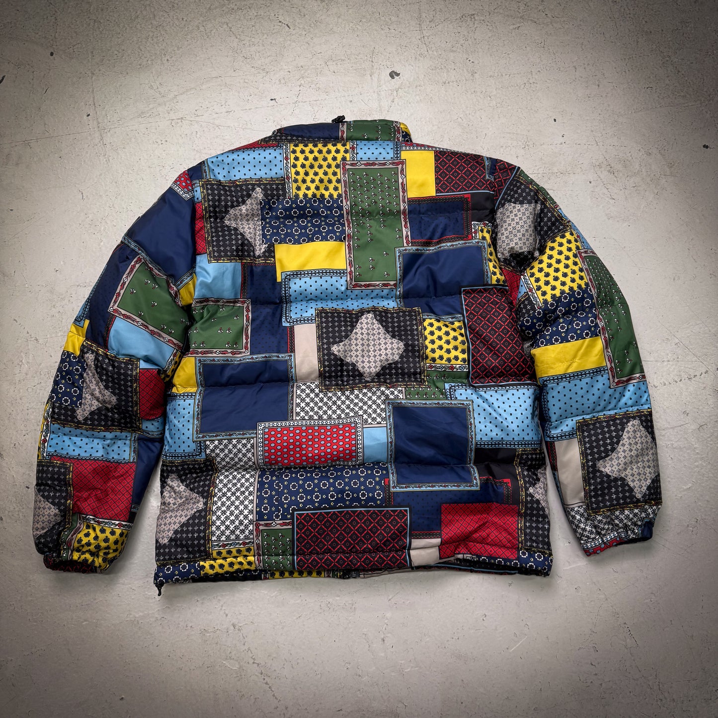 Stussy Multicolor Patchwork Puffer Jacket (Size Medium)
