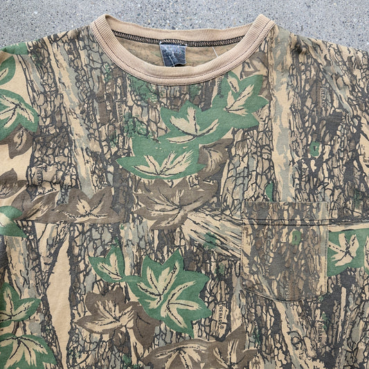 Vintage TreBark Camo Pocket Tee SZ XL