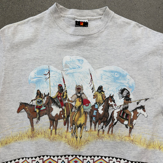 1991 Indian/Eagles Tribal Wraparound Tee SZ L