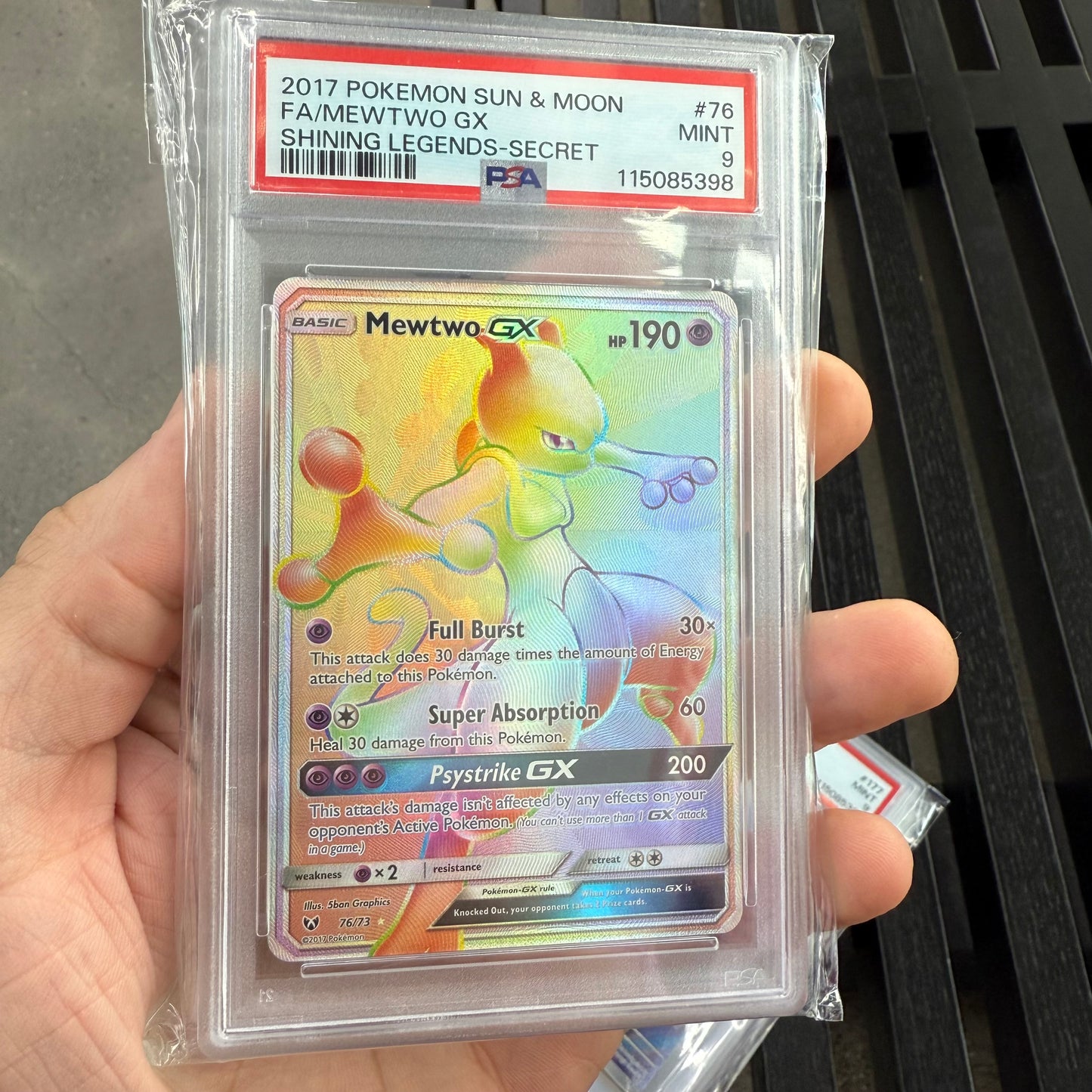 Shining Legends MewTwo GX Secret Rainbow PSA 9