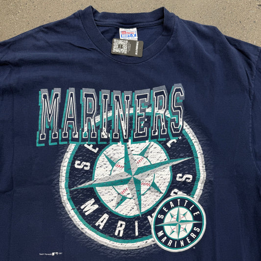 1997 Mariners Logo Team Hanes Tee SZ XXL