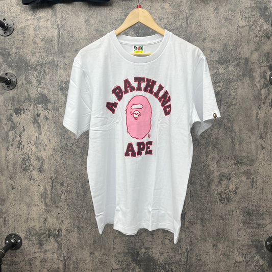 Bape Tee Pink Hand Drawn White (Multiple Sizes)