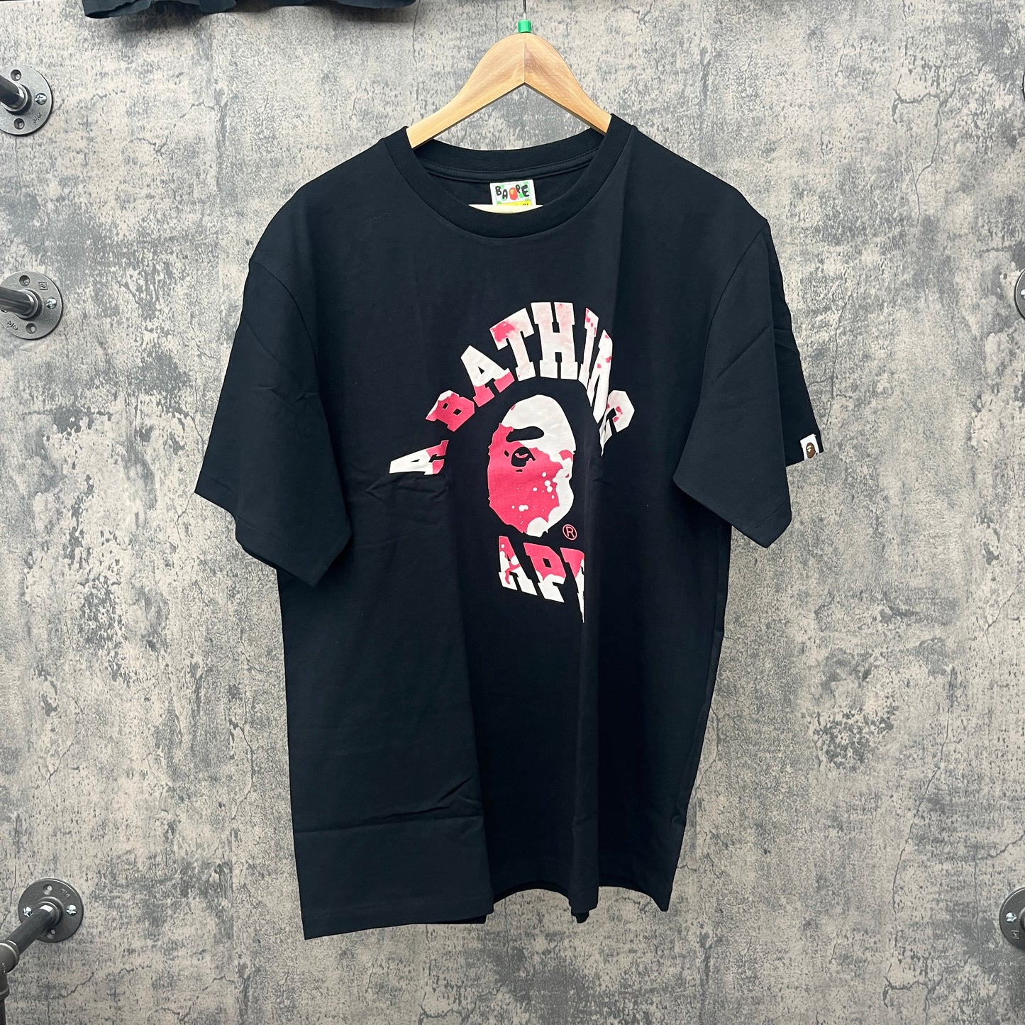 Bape Tee Spell out Pink Sherbert Black (Multiple Sizes)