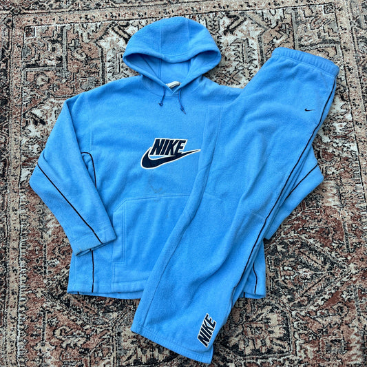 Nike Sweatsuit Sherpa Baby Blue Top/Bottom SZ L